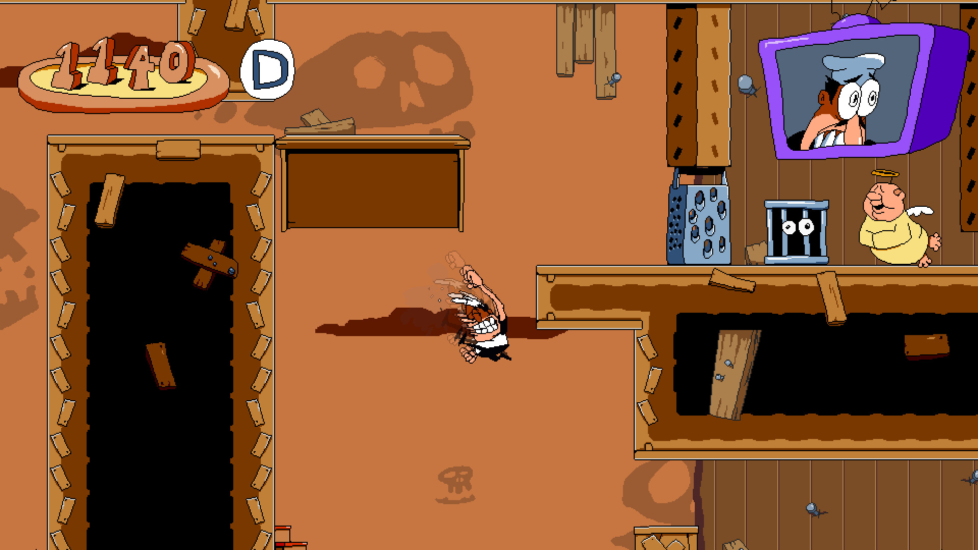 Pizza Tower cartoon platforming gameplay screenshot