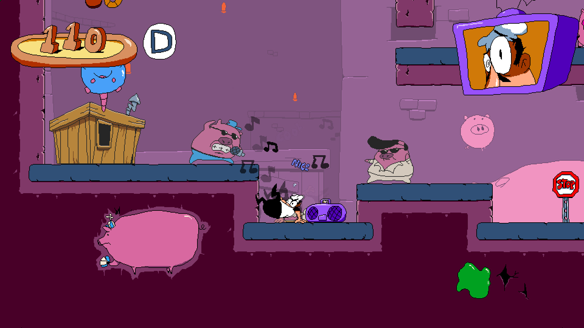 Pizza Tower hand-drawn cartoon platformer gameplay screenshot