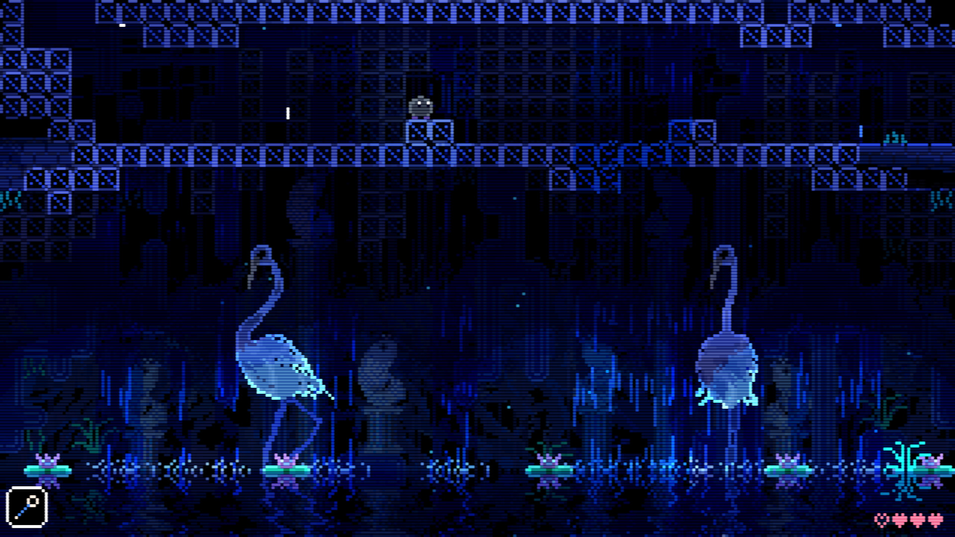 Animal Well blue pixel-art exploration gameplay screenshot