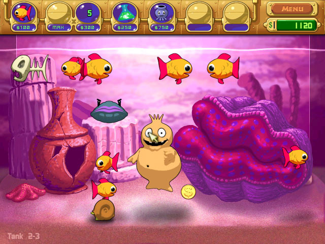Insaniquarium aquarium-management gameplay screenshot