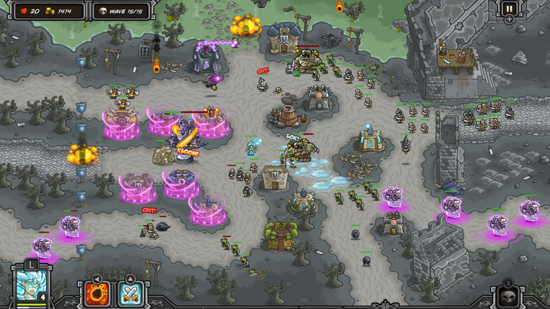Kingdom Rush fantasy tower defense gameplay screenshot