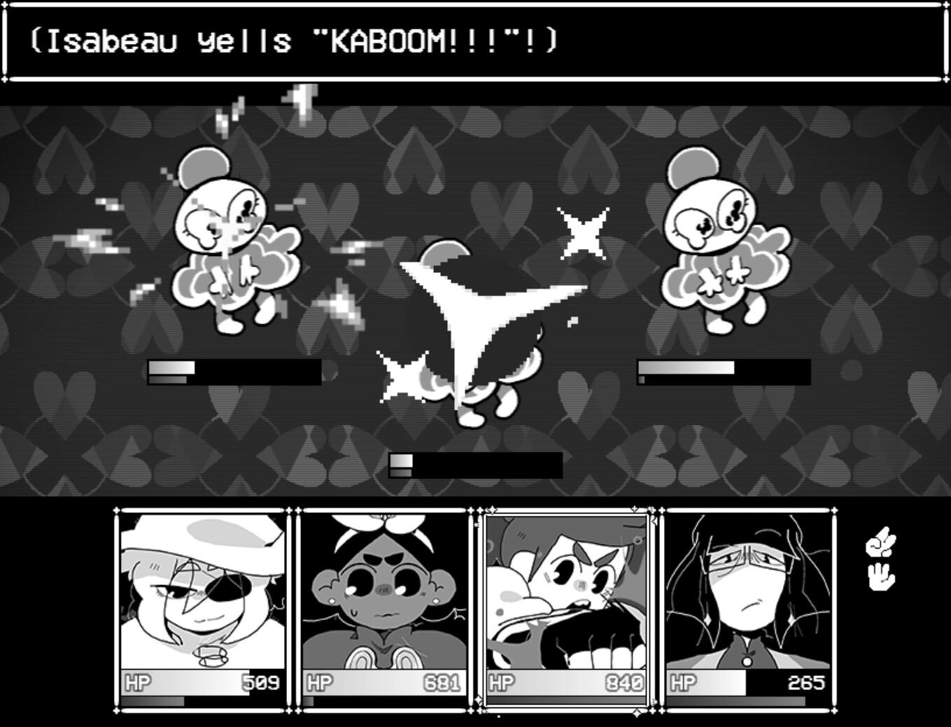 In Stars and Time menu-driven combat gameplay screenshot